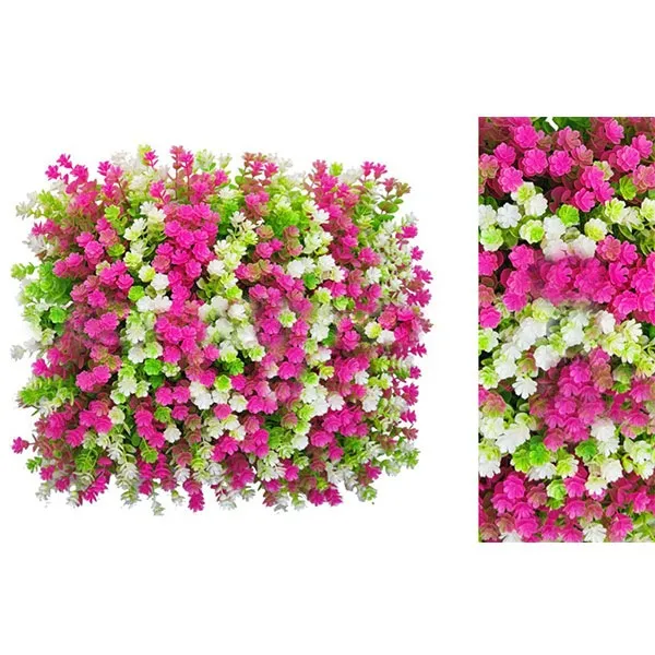 دیوار سبز مصنوعی دنیای چمن مدل شمشادی گلدار