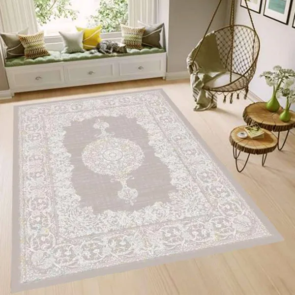 کاور فرش طوسی نگین ترمه مدل 295