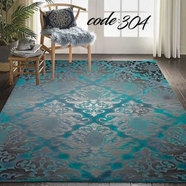 کاور فرش فیروزه ای نگین ترمه مدل 304
