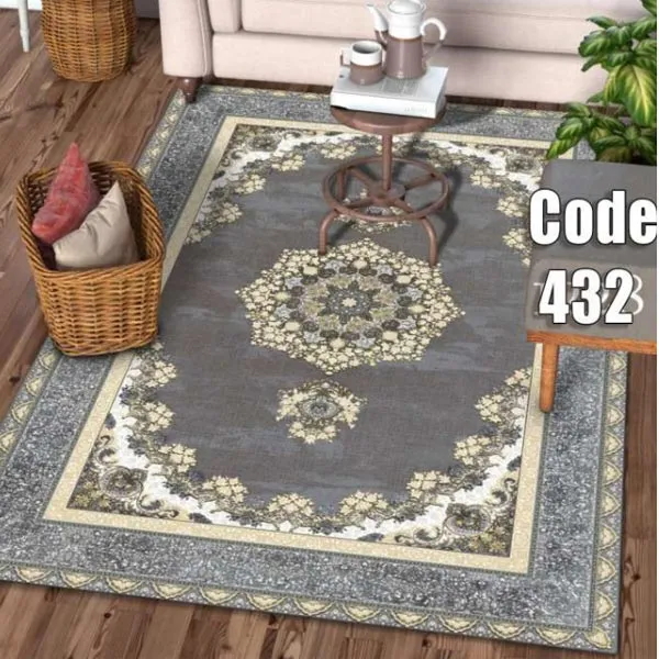 کاور فرش طوسی نگین ترمه مدل 432