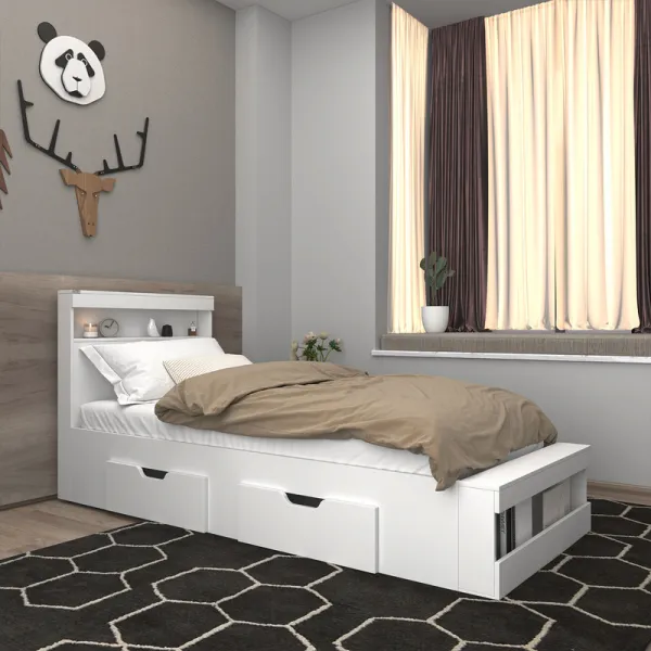 تخت خواب یک نفره اعیان مدل FH705 سایز 80x180