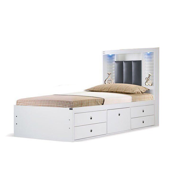 تخت خواب یک نفره آکارس مدل آرام رنگ سفید