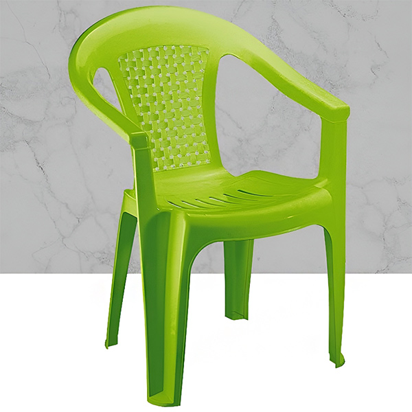 صندلی پلاستیکی دسته‌دار ناصر پلاستیک مدل 854 در رنگ سبز