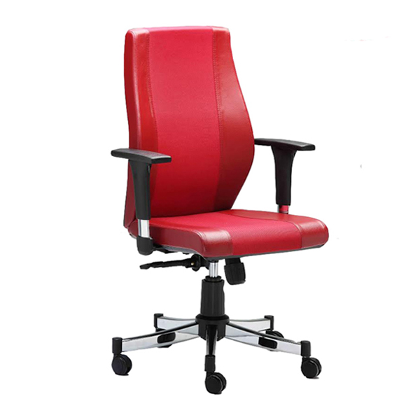 صندلی کارمندی رایانه صنعت مدل K907z دارای پایه پنج پر می باشد و رنگ روکش آن قرمز است.