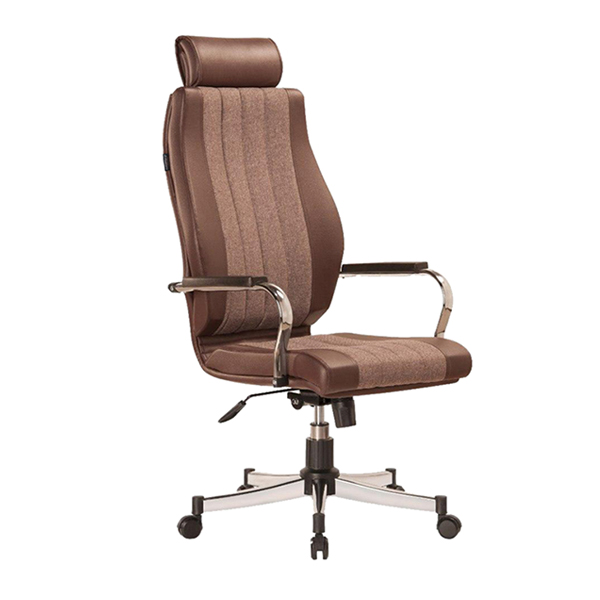 صندلی مدیریتی رایانه صنعت مدل M907zj دارای روکش ترکیبی از چرم و پارچه و به رنگ قهوه ای می باشد.