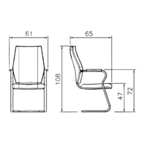 ابعادصندلی کنفرانس رایانه صنعت مدل C907z که طول و عمق نشیمن و ارتفاع را ذکر کرده است.