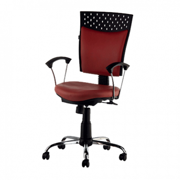 صندلی کارمندی مدل J322 راد سیستم دارای روکش به رنگ قرمز می باشد.