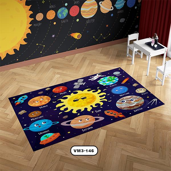 فرش اتاق كودك دستیکور مدل سیاره 1