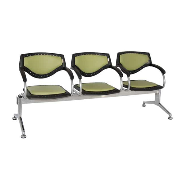 صندلی انتظار راحتیران مدل W505Tبه تعداد سه نفره ساخته شده و دارای تشک به رنگ سبز در قسمت پشتی و نشیمن خود می باشد.