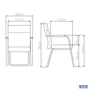 ابعاد صندلی کنفرانسی تراست مدل KARIZ C