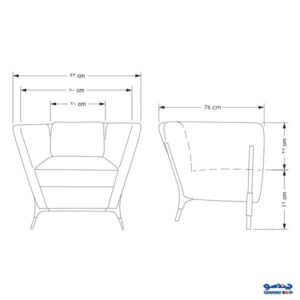 ابعاد مبل اداری تراست مدل SOURIN تکنفره