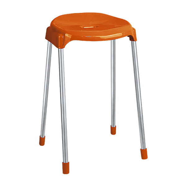 چهارپایه ناصر پلاستیک مدل 864 دارای پایه های فلزی و نشیمن ساخته شده از پلاستیک به رنگ نارنجی می باشد.
