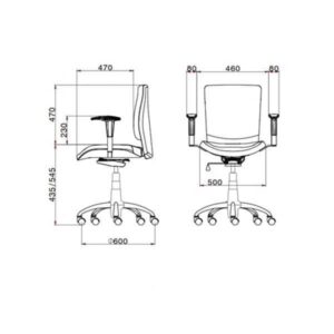 ابعاد صندلی کارمندی لیو مدل s62t