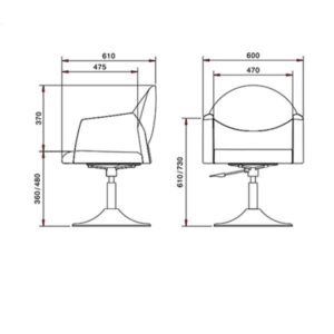 ابعاد صندلی اپراتوری لیو مدل T53c