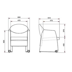 ابعاد مبل اداری لیو مدل T53