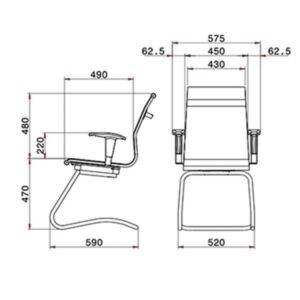 ابعاد صندلی کنفرانسی لیو مدل B53