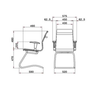 ابعاد صندلی کنفرانسی لیو مدل D53