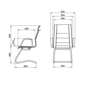 ابعاد صندلی کنفرانسی لیو مدل B83