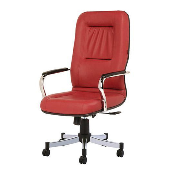 صندلی مدیریتی رایانه صنعت مدل امگا M902 دارای روکش قرمز رنگ و پایه های پنج پر می باشد.