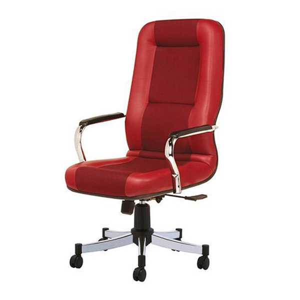 صندلی مدیریتی رایانه صنعت مدل امگا M902zکه دارای روکش تلفیقی چرم و پارچه و به رنگ قرمز می باشد.