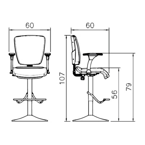 ابعاد صندلی کانتر رایانه صنعت مدل ونوسO914 مشخص کرده که شامل ارتفاع و طول و عمق نشیمن و .. می باشد.