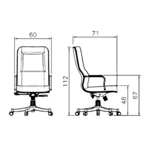 ابعادصندلی مدیریتی رایانه صنعت مدل امگا M902z از تمامی جهت ها به طور کامل مشخص شده است.