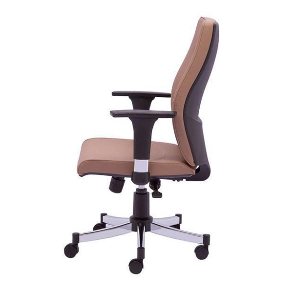 رنگ صندلی کارمندی رایانه صنعت گلدیسk918 قهوه ای است و از نیم رخ مشخص می باشد.