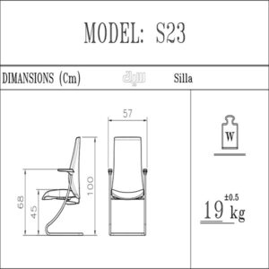 عکس ابعاد صندلی کنفرانسی سیلا مدل C23