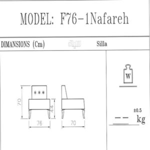 عکس ابعاد مبل تکنفره سیلا مدل F76P1-x