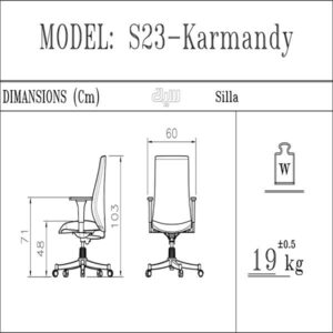 عکس ابعاد صندلی کارمندی سیلا مدل K23q