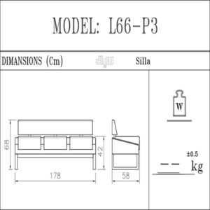 عکس ابعاد مبل سه نفره سیلا مدل L66P3