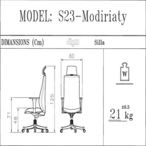 عکس ابعاد صندلی مديريتی سیلا مدل M23q