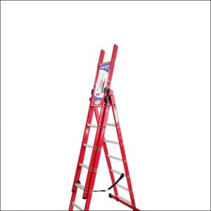 نردبان فراز پله مدل پرشین 28 پله سه تکه 7.5متری با رنگ قرمز