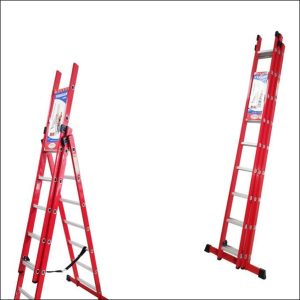 نردبان فراز پله مدل پرشین 28 پله سه تکه 7.5متری دو عدد با رنگ قرمز