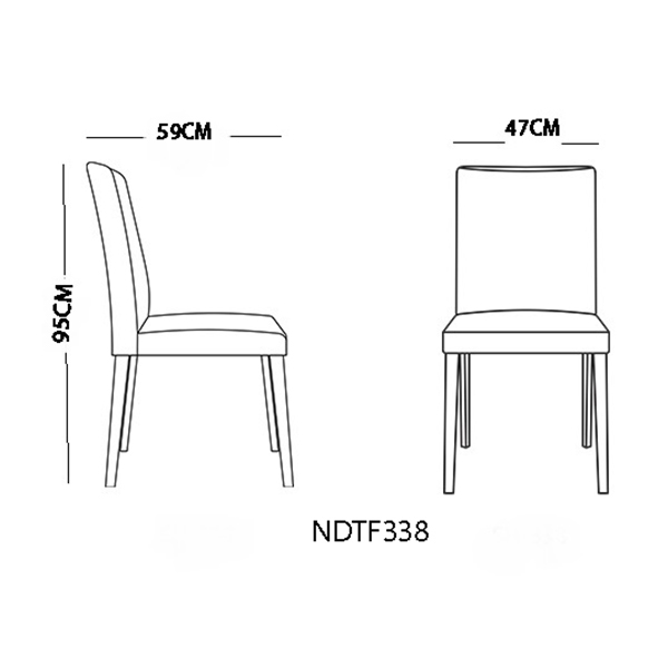 ابعاد صندلی مدل بریس نیلپر که شامل طول و عرض و ارتفاع می باشد در تصویر قرار گرفته است.