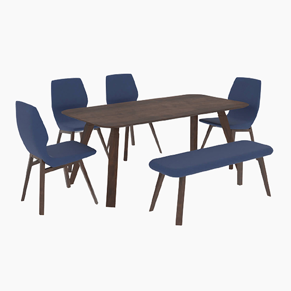 ست ناهار خوری ایرا نیلپر دارای چهار عدد صندلی و یک نیمکت که دور تا دور میز چوبی قرار گرفت است.
