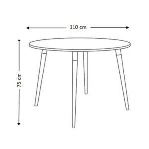 ابعاد میز گرد سورین که شامل طول و عرض و ارتفاع می باشد.
