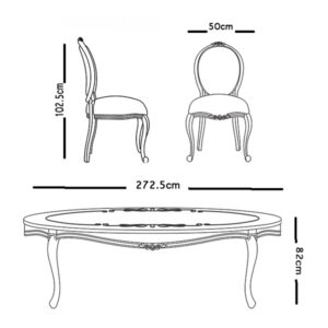 ابعاد میز و صندلی مدل زانوس نیلپر که شامل طول و عرض و ارتفاع می باشد.