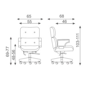ابعاد صندلی مدیریتی اروند مدل 1714