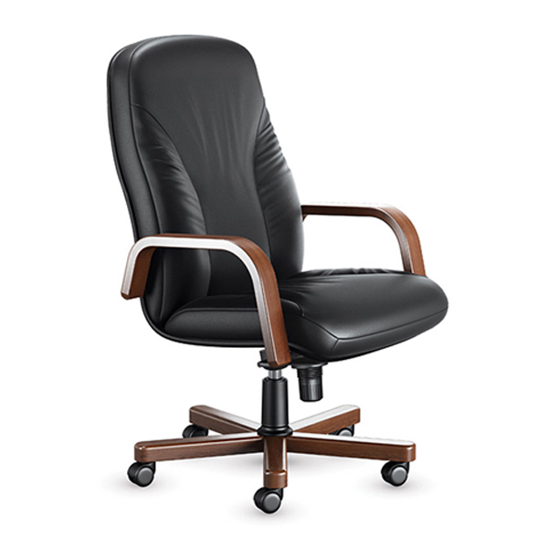 صندلی کارشناسی اروند مدل ۲۰۱۶ دارای روکش چرمی مشکی می باشد. پایه های پنج پر و دسته ها در این صندلی از جنس چوبی ساخته شده است.
