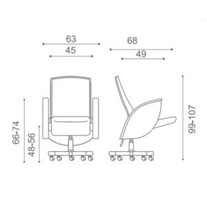 ابعاد صندلی مدیریتی اروند مدل 2912