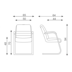 ابعاد صندلی کنفرانس اروند مدل 3310