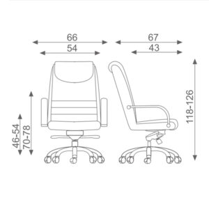 ابعاد صندلی مدیریتی اروند مدل 3316