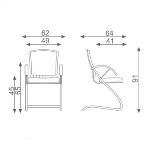 ابعاد صندلی کنفرانس اروند مدل 3410
