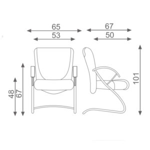ابعاد صندلی کنفرانس اروند مدل 3610