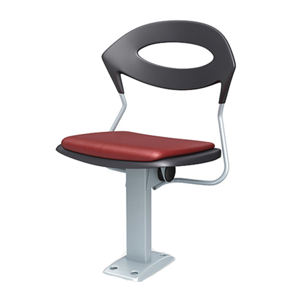 صندلی ورزشی اروند مدل 3720 دارای پایه ای ثابت، نشیمن تاشو و روکش تشک نشیمن به رنگ قرمز می باشد.
