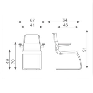 ابعاد صندلی کنفرانس اروند مدل 4410