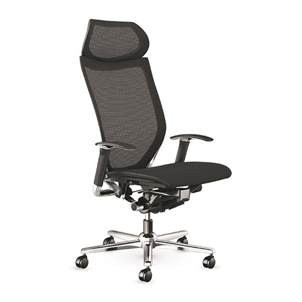 صندلی مدیریتی اروند مدل ۵۵۱۶ دارای هدرس می باشد و جنس پشتی آن نیز از پارچه مش ( توری ) ساخته شده است.