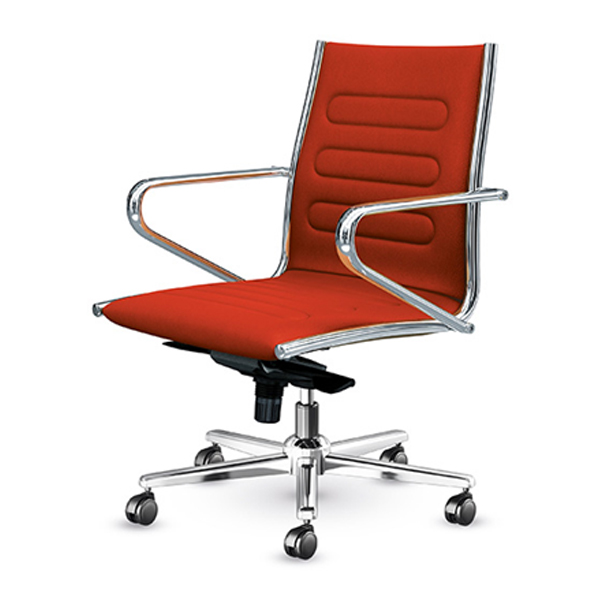 صندلی کارشناسی اروند مدل 5612 دارای روکش قرمز رنگ می باشد که پایه ها و دسته های آن دارای آبکاری کروم می باشد.