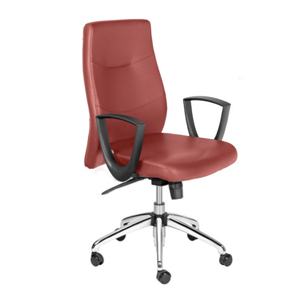 صندلی کارمندی ZIMA داتیس مدل EZ430Pدارای روکش چرمی زرشکی رنگ و پایه های فولادی با آبکاری کروم براق می باشد.